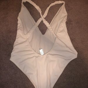 ASOS white one piece plunge bathing suit